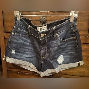 Paige Denim Mid rise dark blue cuffed shorts. Size 27
